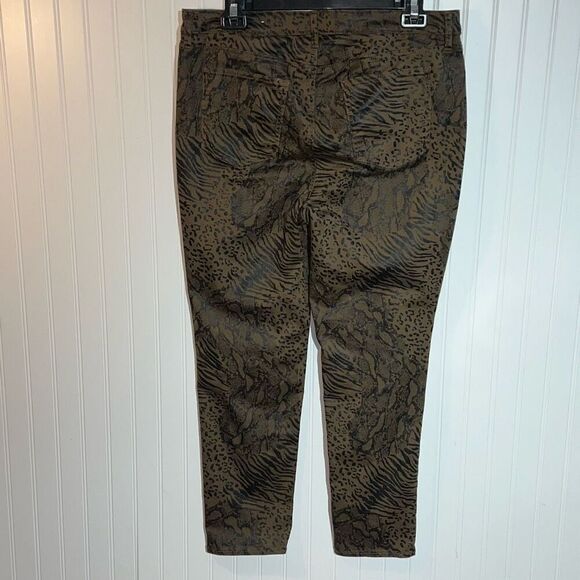 Chico’s Coated Animal-Print Jeggings Women’s Size 16 Brown High Rise Stretch - Picture 5 of 10